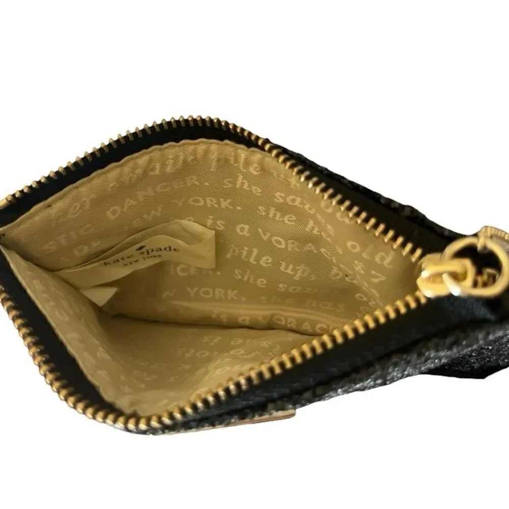 Kate Spade New York Black Glitterball Coin Purse with Keyring